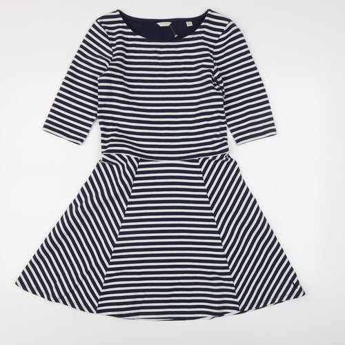 Jack Wills Women's Navy Striped A-Line Dress Size 10