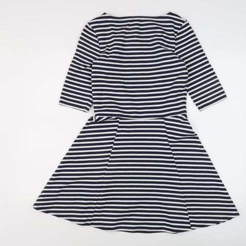Jack Wills Women's Navy Striped A-Line Dress Size 10