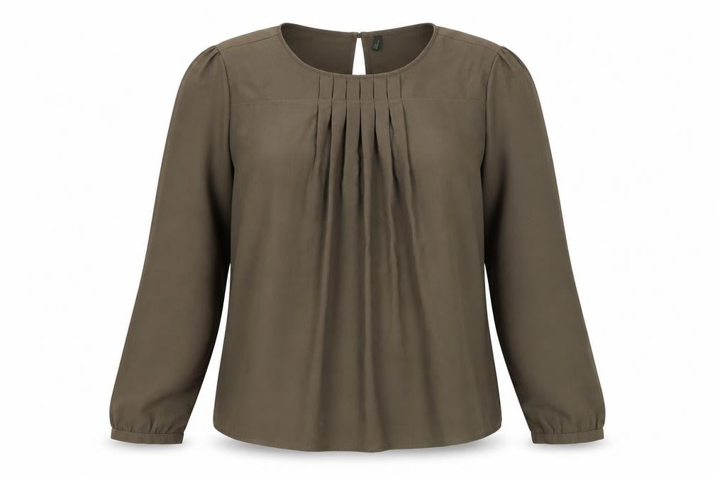 Front view of United Colors of Benetton Women's Brown Long Sleeve Blouse