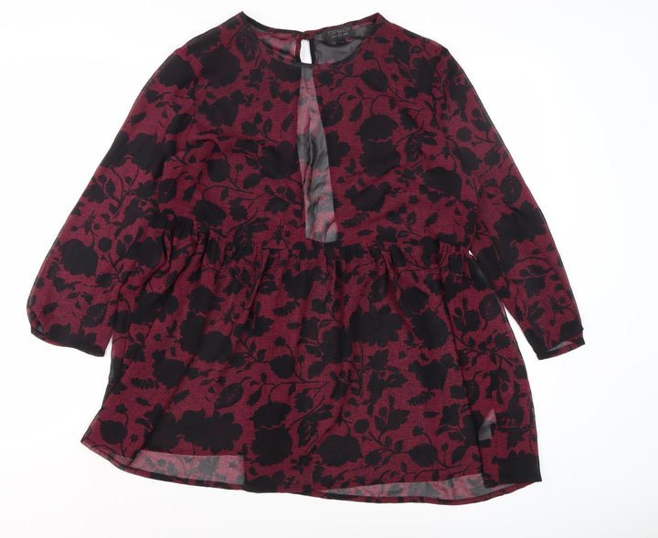 Topshop Women's Floral Blouse UK 16, Multicoloured