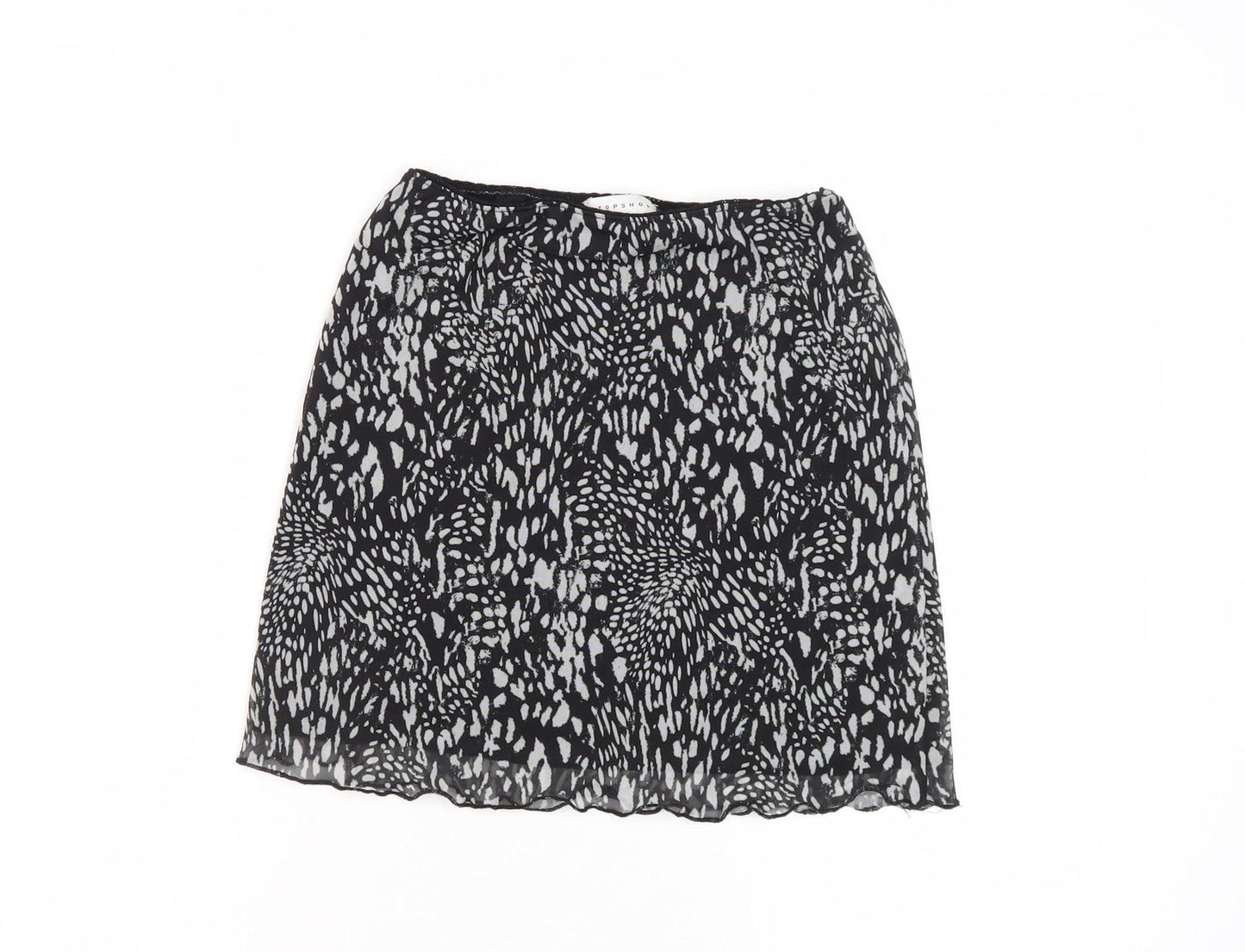 Topshop Women's Black Animal Print Skirt Size 8
