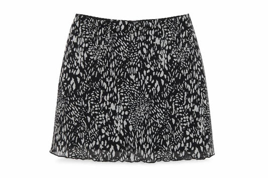 Front view of Topshop Women's Black Animal Print Skirt, size 8