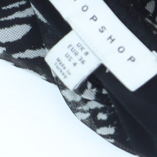 Topshop Women's Black Animal Print Skirt Size 8