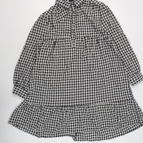 QED London Women's Black Gingham Shirt Dress Size 14