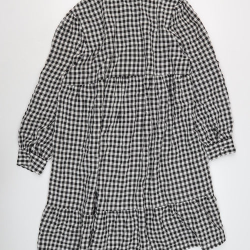 QED London Women's Black Gingham Shirt Dress Size 14