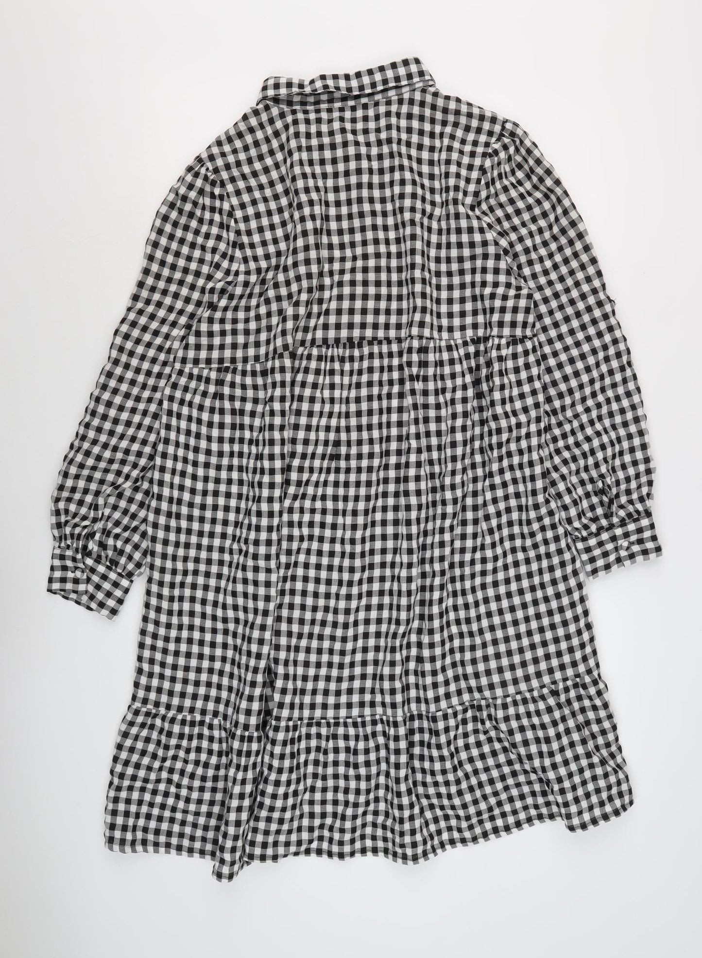 QED London Women's Black Gingham Shirt Dress Size 14