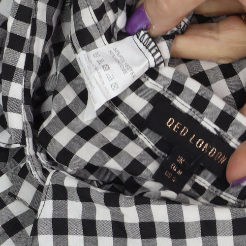 QED London Women's Black Gingham Shirt Dress Size 14