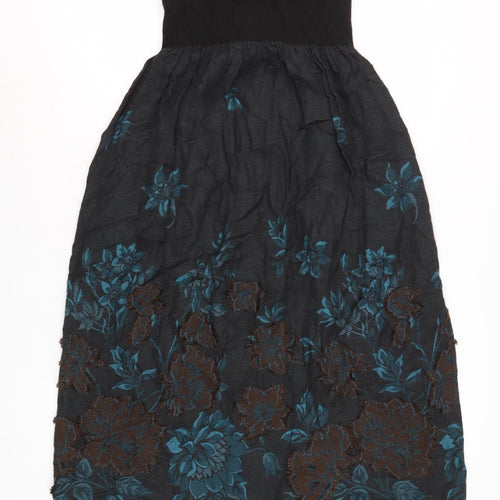 Alex Women's Black Floral Midi Dress Petite Sleeveless