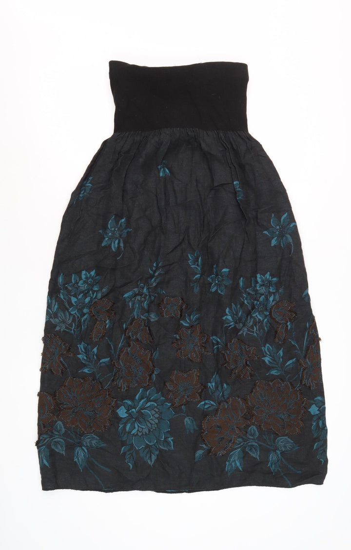 Alex Women's Black Floral Midi Dress Petite Sleeveless