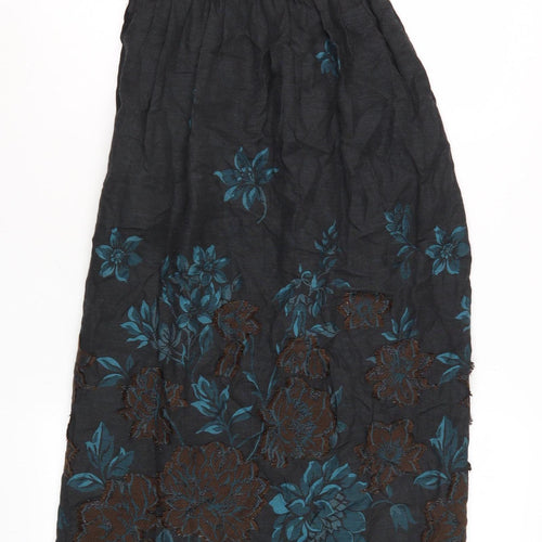 Alex Women's Black Floral Midi Dress Petite Sleeveless
