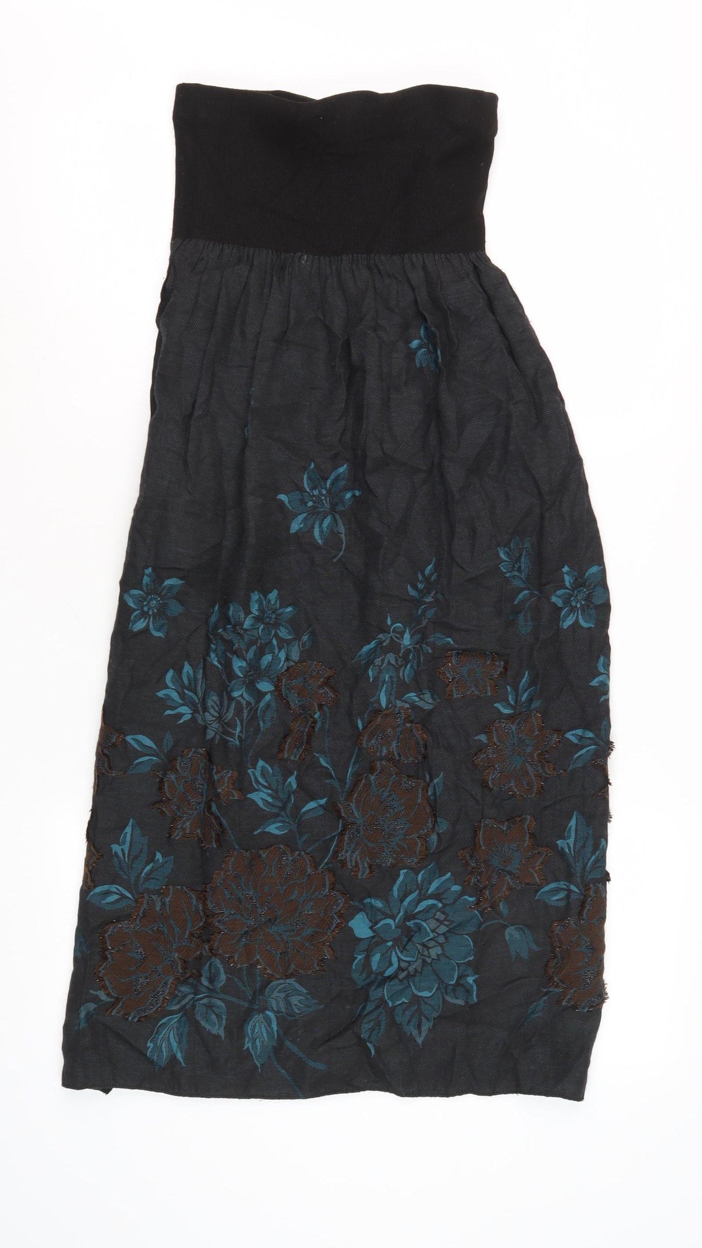 Alex Women's Black Floral Midi Dress Petite Sleeveless