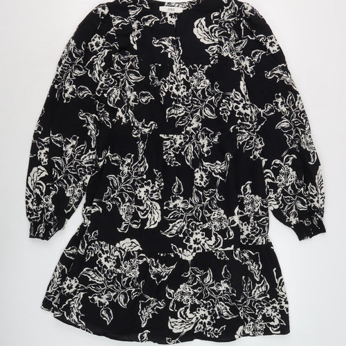 Marks and Spencer Women's Black Floral Shift Dress, Size 8