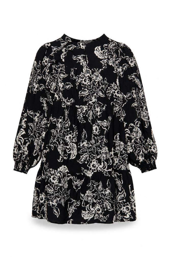 Front view of Marks & Spencer Women's Black Floral Shift Dress, size 8