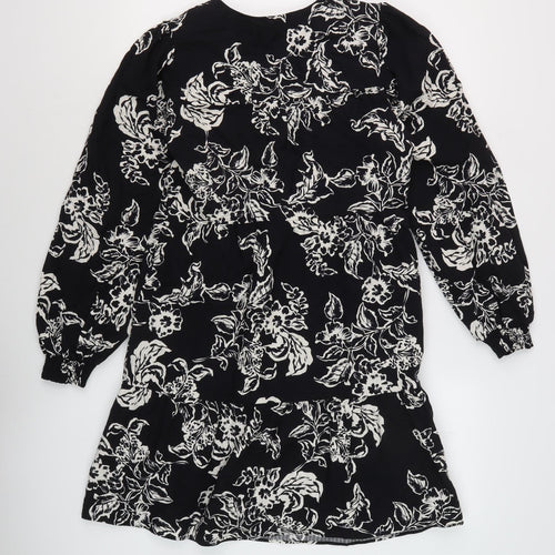 Marks and Spencer Women's Black Floral Shift Dress, Size 8