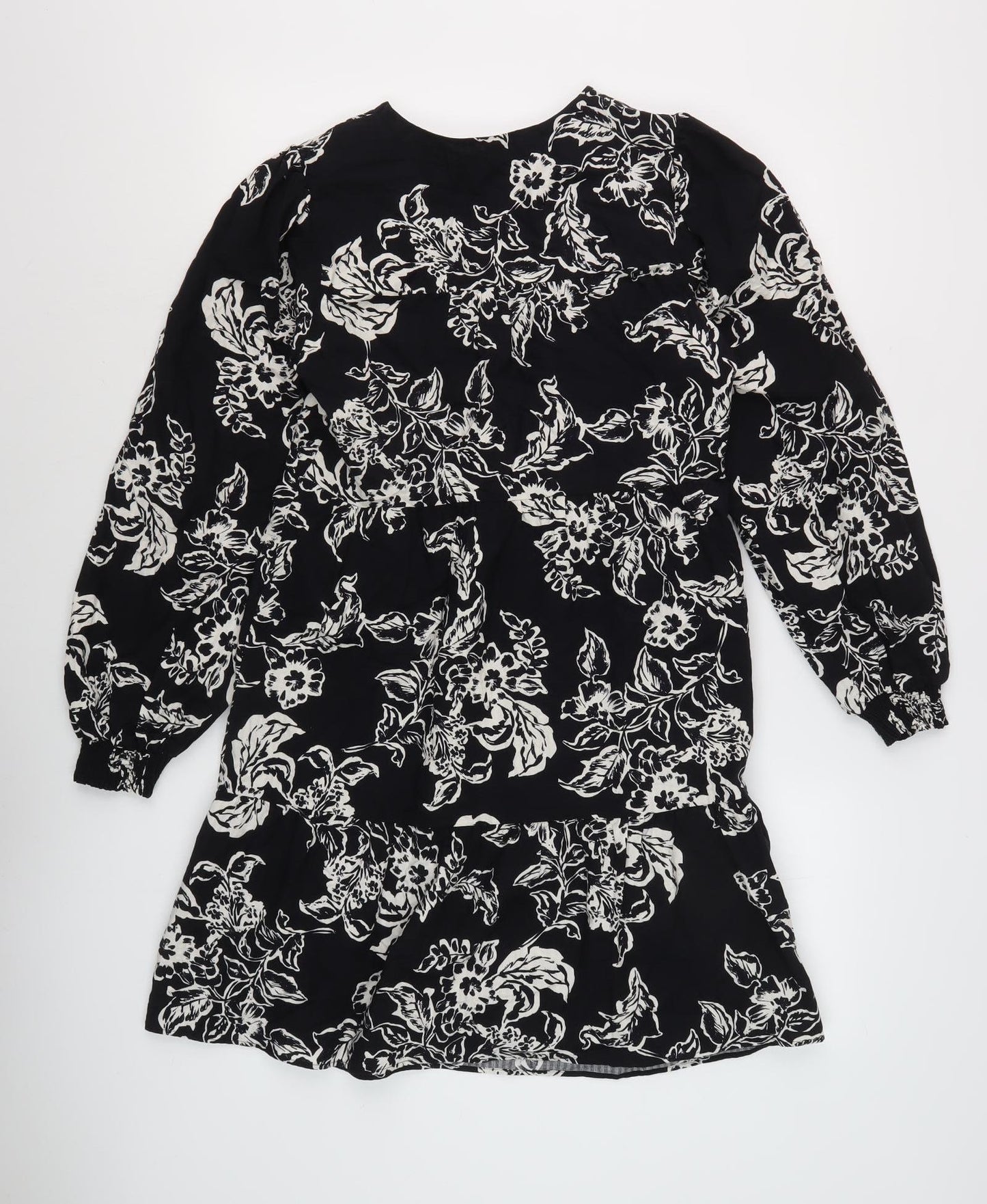 Marks and Spencer Women's Black Floral Shift Dress, Size 8