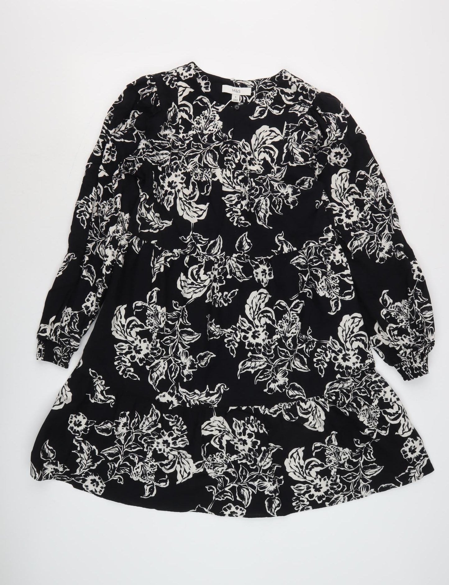 Marks and Spencer Women Black Floral Dress Size 8