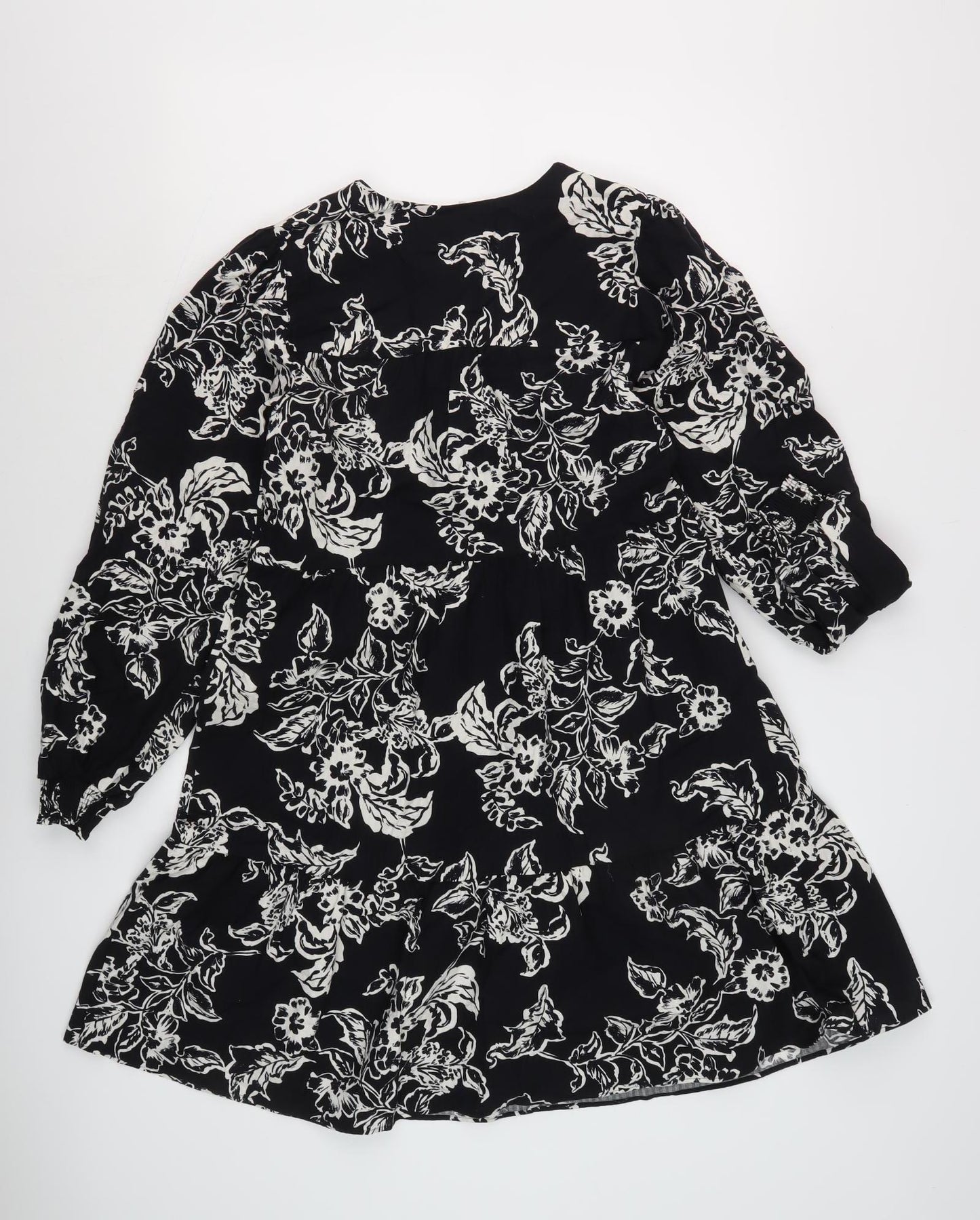 Marks and Spencer Women Black Floral Dress Size 8