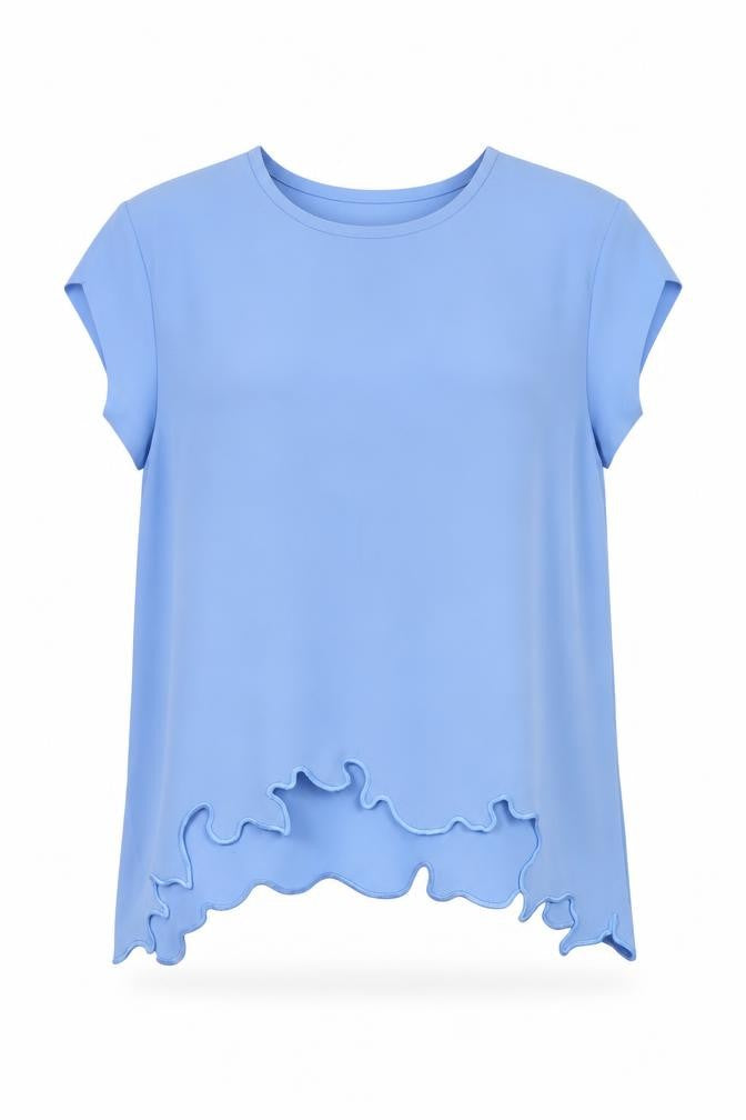 Front view of Zara Women's Blue Cap Sleeve Top, size 12