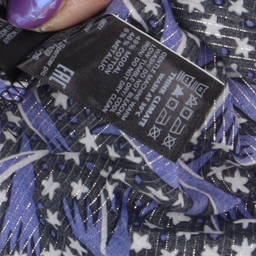 Marks and Spencer Women's Blue Geometric Blouse - Size 14