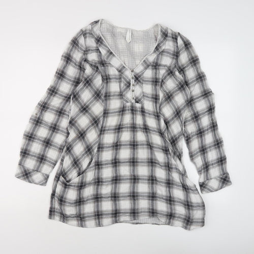 Marks and Spencer Women’s Grey Plaid Blouse, Size 12
