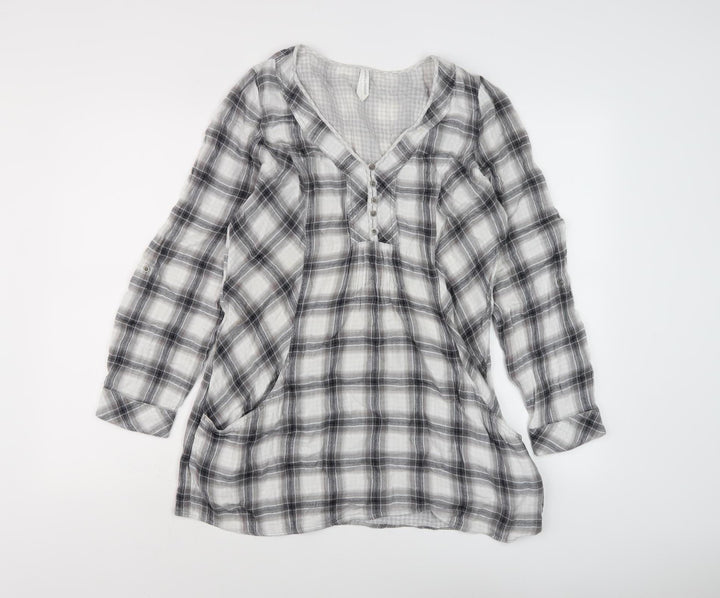 Marks and Spencer Women’s Grey Plaid Blouse, Size 12