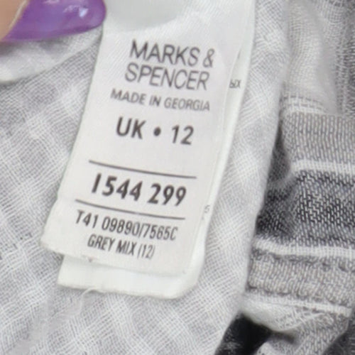 Marks and Spencer Women’s Grey Plaid Blouse, Size 12