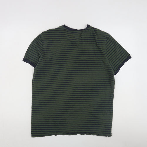 Penguin Men's Striped Green T-Shirt, Size L