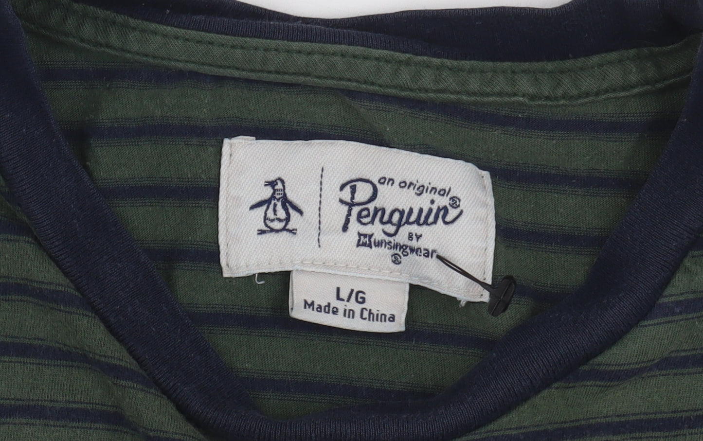 Penguin Men's Striped Green T-Shirt, Size L
