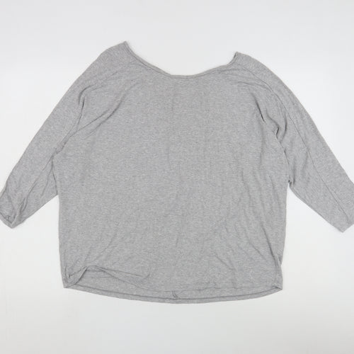 Warehouse Women's Grey 3/4 Sleeve Basic T-Shirt Size 14