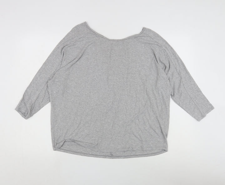 Warehouse Women's Grey 3/4 Sleeve Basic T-Shirt Size 14