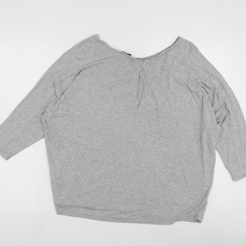 Warehouse Women's Grey 3/4 Sleeve Basic T-Shirt Size 14