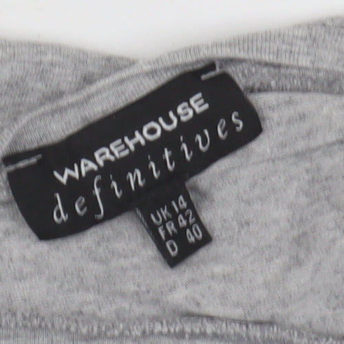 Warehouse Women's Grey 3/4 Sleeve Basic T-Shirt Size 14