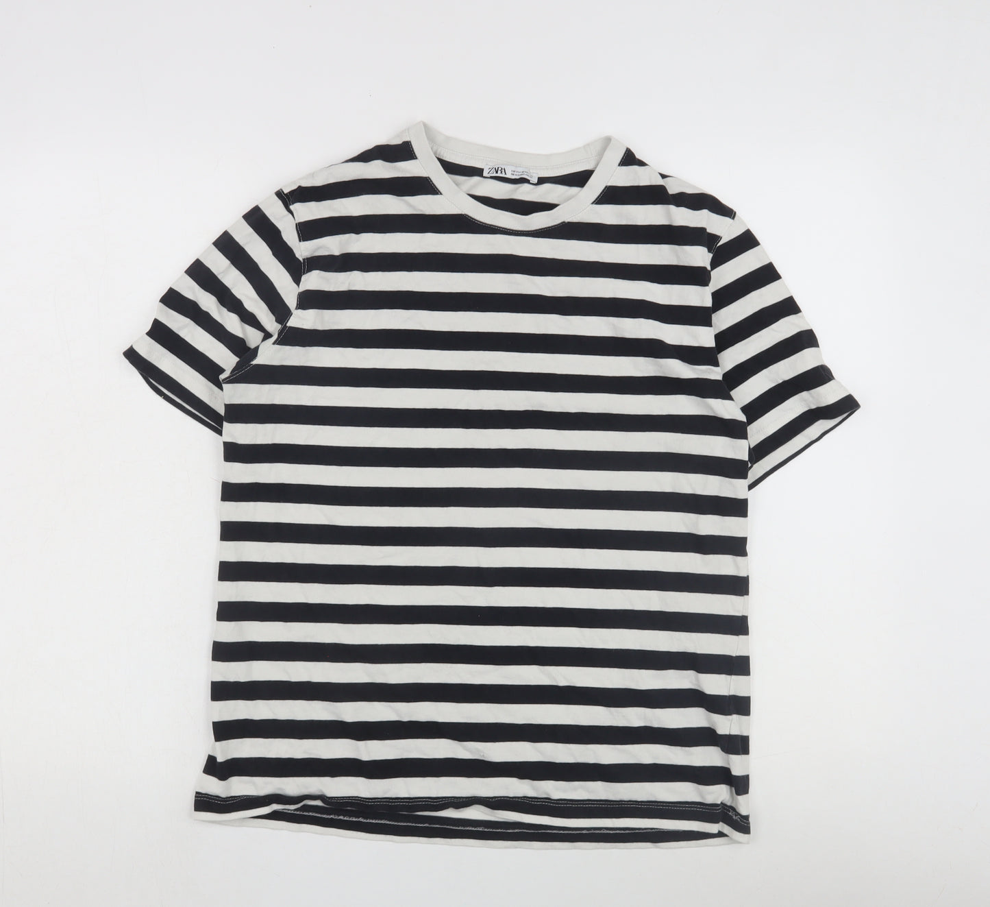 Zara Women’s Black Striped T-Shirt - Size 12