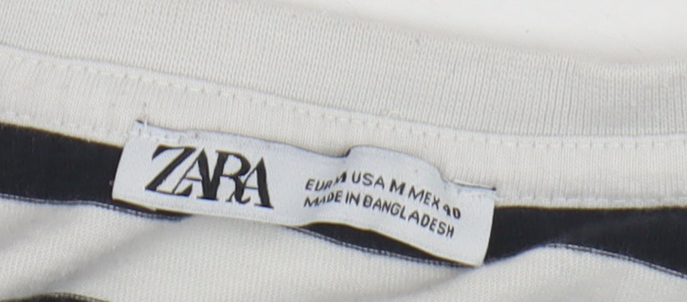 Zara Women’s Black Striped T-Shirt - Size 12