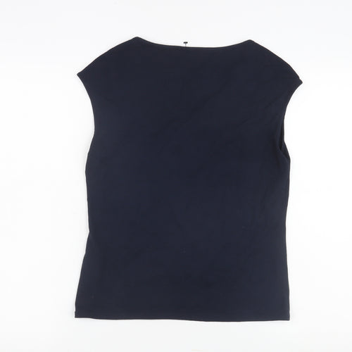 Precis Women's Blue Crochet Accent Cap Sleeve Top