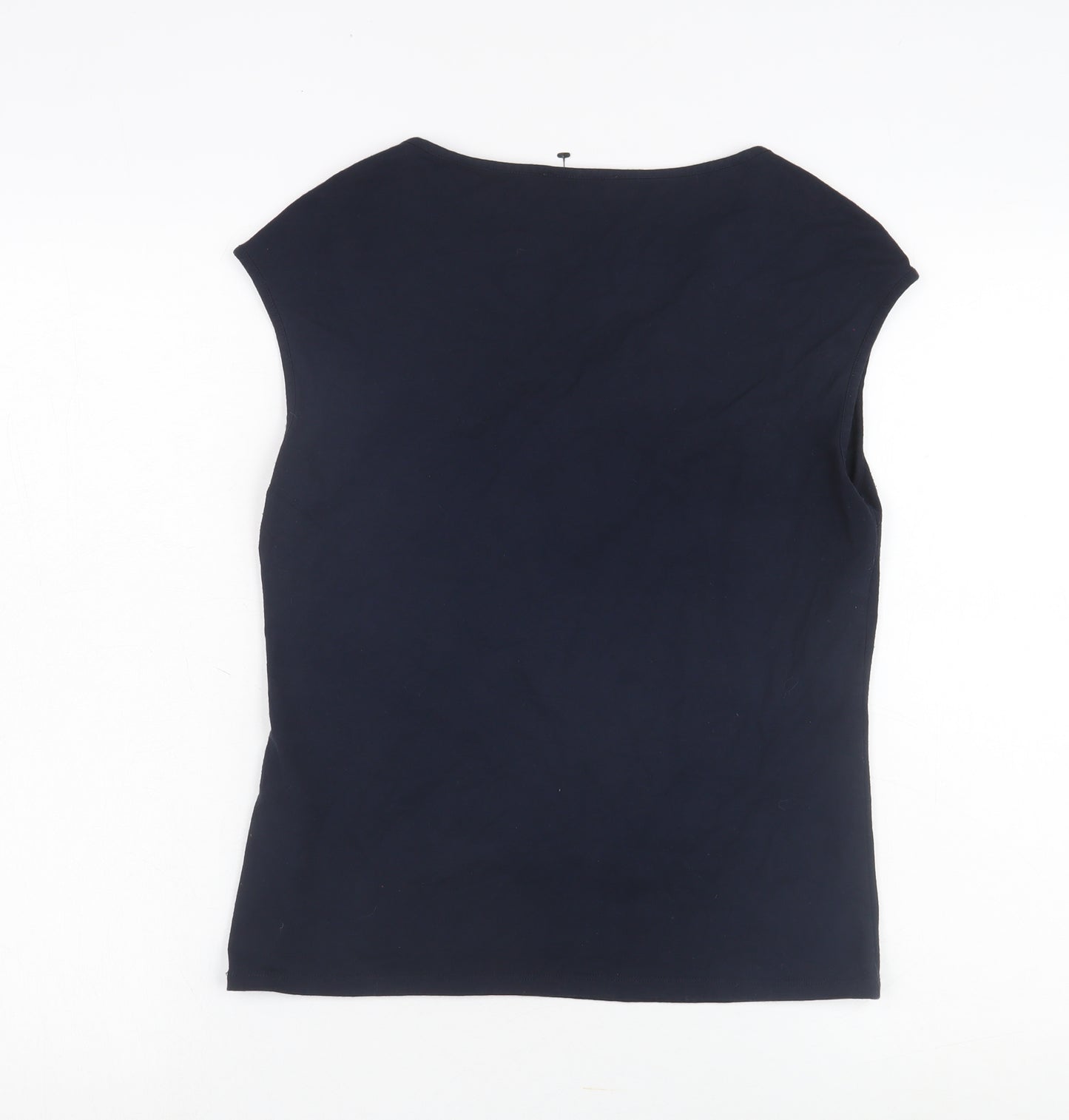 Precis Women's Blue Crochet Accent Cap Sleeve Top