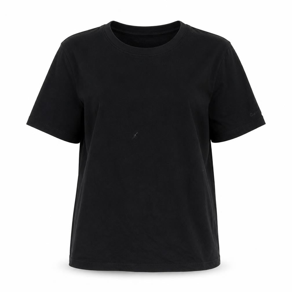 Front view of Calvin Klein Women's Black Medium Basic T-Shirt