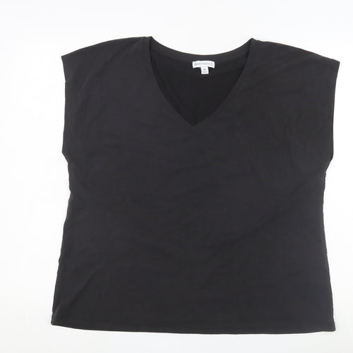 Warehouse Women's Black Cotton T-Shirt, Size 16