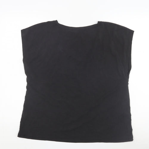 Warehouse Women's Black Cotton T-Shirt, Size 16