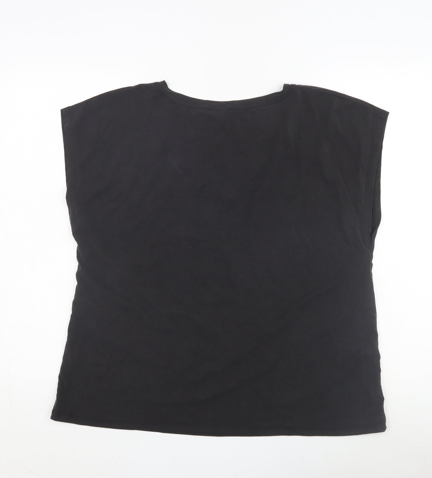 Warehouse Women's Black Cotton T-Shirt, Size 16