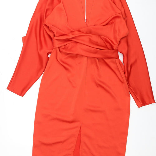 ASOS Women's Red Dress Size 10 with Zip Closure