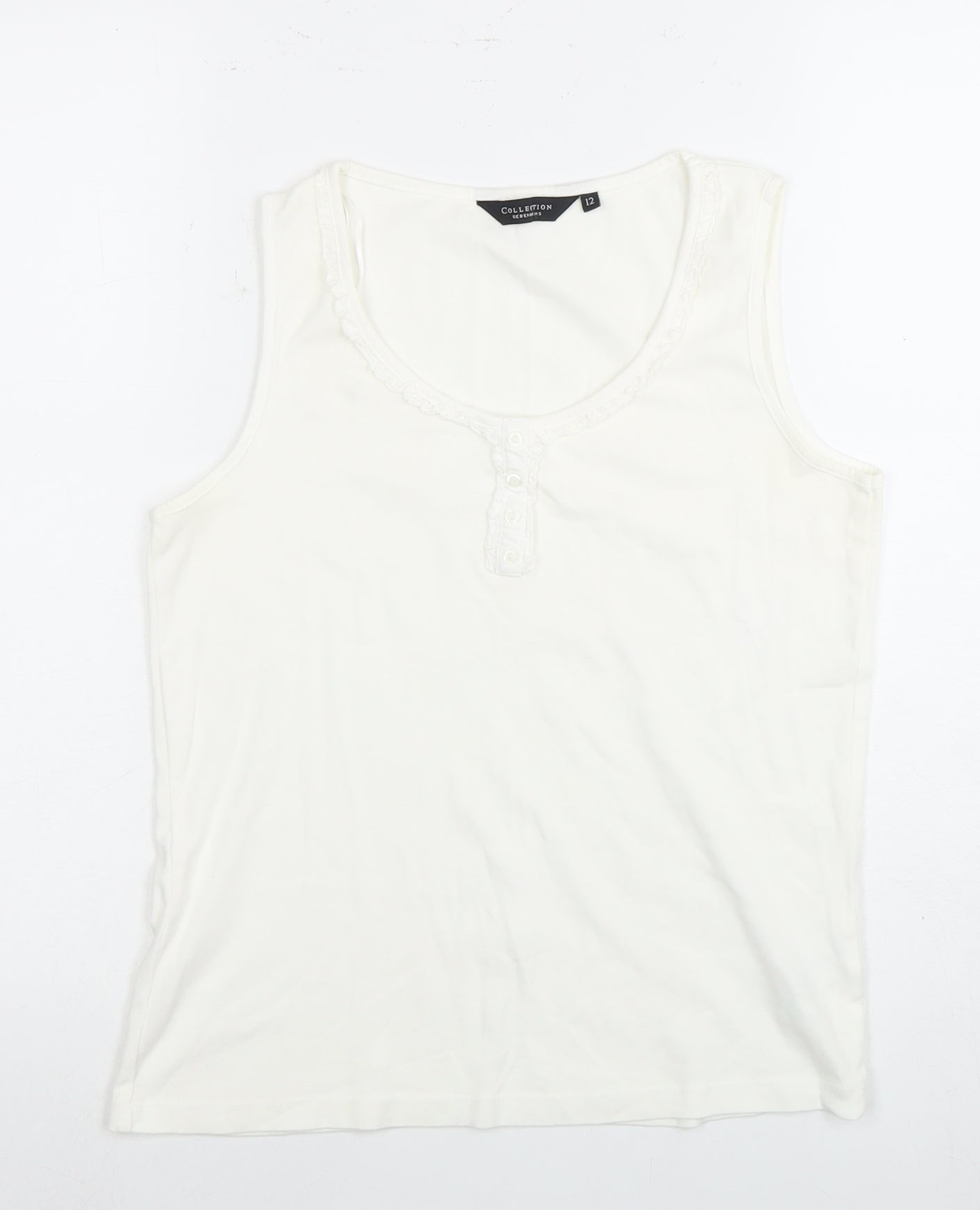 Debenhams Women's White Cotton Tank Top Size 12