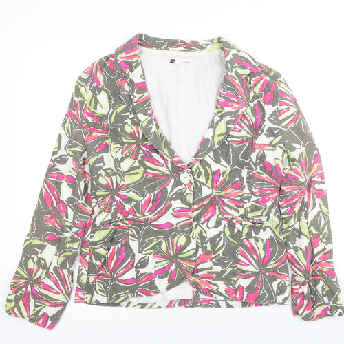 VIZA-VIZ Womens Multicoloured Floral Blazer Size 14