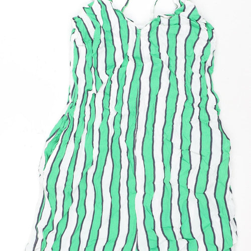 ASOS Women's Green Striped Jumpsuit, Size 8, Sleeveless