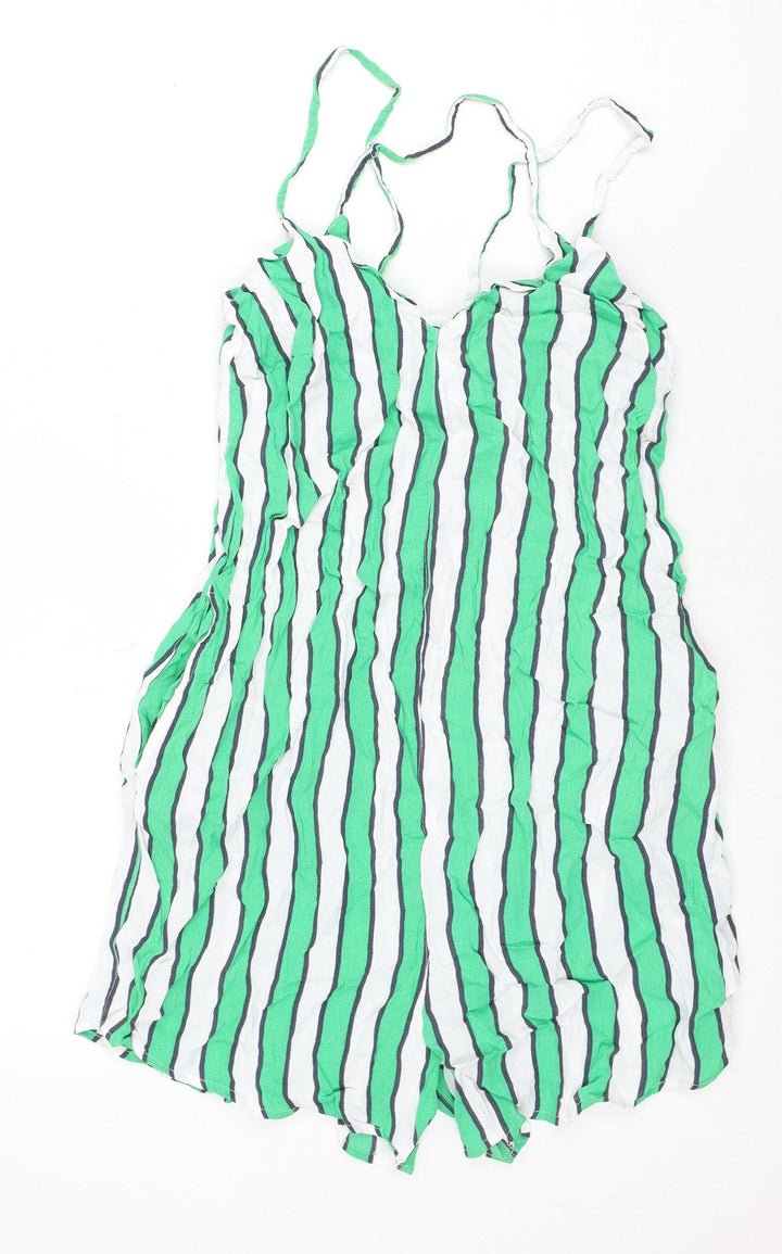 ASOS Women's Green Striped Jumpsuit, Size 8, Sleeveless