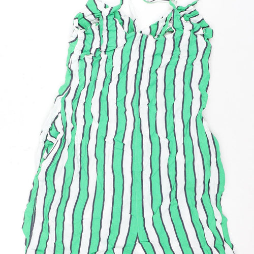 ASOS Women's Green Striped Jumpsuit, Size 8, Sleeveless