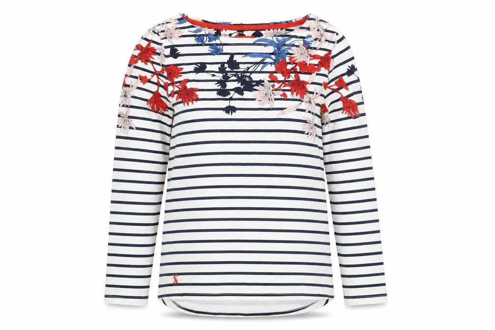Front view of Joules Women's Multicoloured Striped T-Shirt, size 8