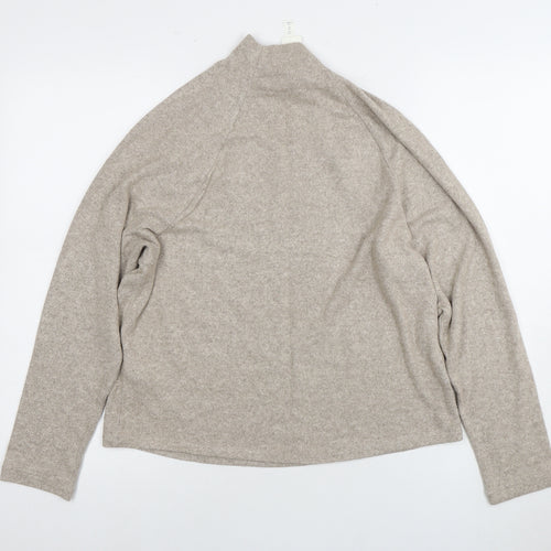 H&M Women's Beige Button Accent Mock Neck Jumper XS