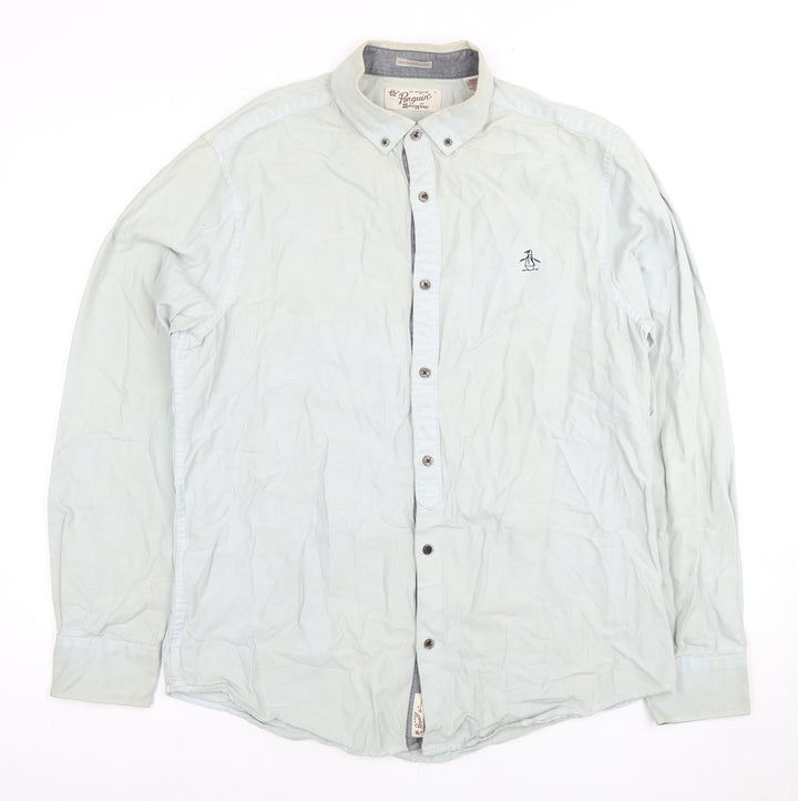 Penguin Men's White Cotton Long Sleeve Shirt
