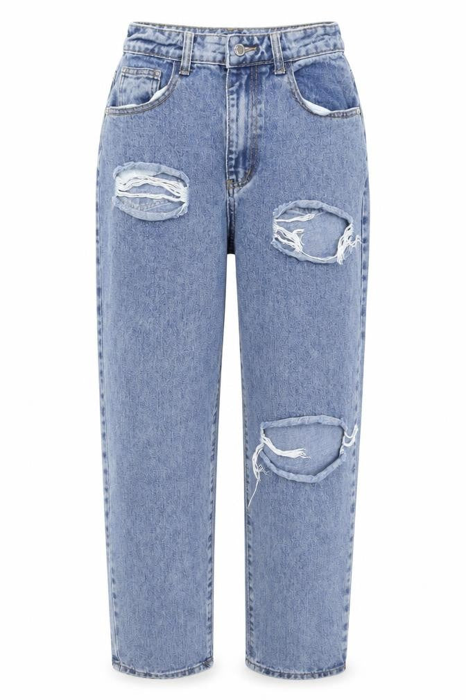 PrettyLittleThing Petite Blue Boyfriend Jeans Size 8